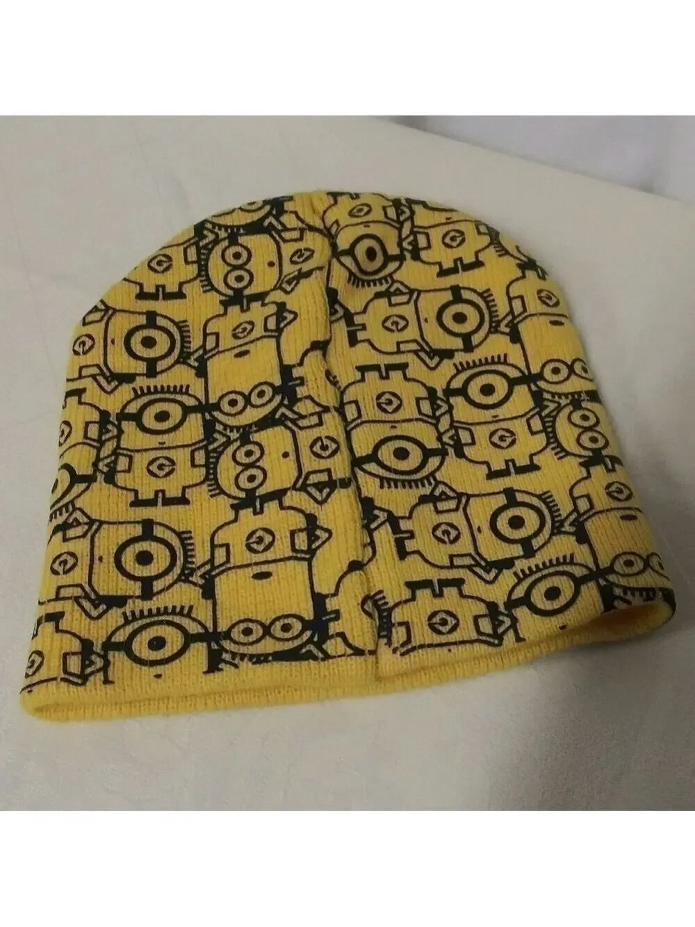 Despicable Me Minion Made Yellow Minion Character Print Pull On Knit Beanie Hat